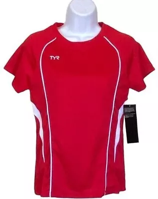 Buy TYR Womens Tech Tee Shirt Top Mesh Breathable Crew Neck Running Jogging Red NWT • 9.44£