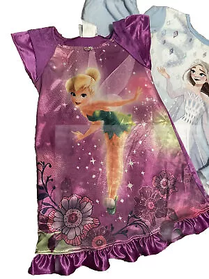 Buy P. Girls 4 4T Lot - Disney Frozen Elsa + Tinker Bell Fairy Pajamas PJs Nightgown • 9.86£