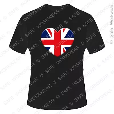 Buy Men's Union Jack Heart T Shirt Britain UK Flag D7 -Unisex Tops - Many Colours • 7.99£