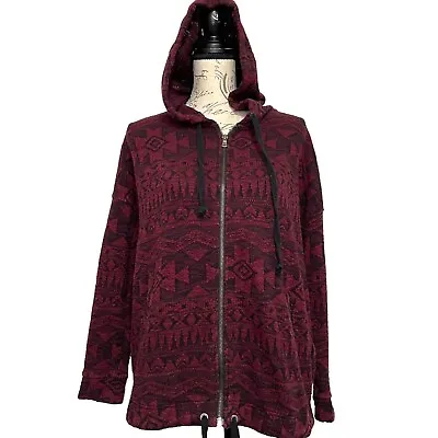 Buy American Eagle Women Full Zip Knit Hoodie Jacket Sweater Sz Medium Tribal Aztec • 19.27£