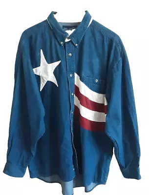 Buy WRANGLER Western Mens Blue Denim Star Stripes Button Down Shirt Jacket  SIZE XXL • 24£
