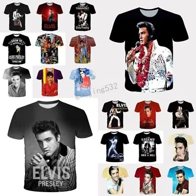 Buy Adults Mens Womens Elvis Presley 3D Short Sleeve T-shirt Casual Tee Top */ • 6.40£