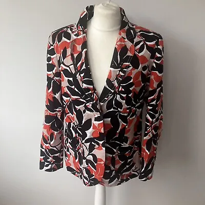 Buy Vintage Classic Linen Blend Jacket Orange & Black Floral Pattern • 9.99£