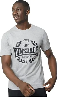 Buy Lonsdale T'Shirt Jersey Graphic Tee Mens Grey Marl 4XL New & Tagged • 12.99£