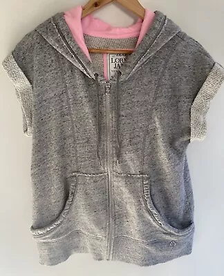 Buy Lorna Jane Ladies Grey/Pink Sleeveless  Zip Up Fleece Hoodie Vest Size S • 9.49£