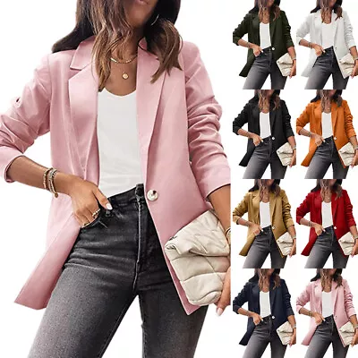 Buy Womens Blazer Jacket Ladies Work OL Formal Collar Suit Coat Casual Slim Outwear • 15.29£