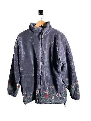 Buy Galloway Fleece Jacket Womens Size M Floral All Over Print Full Zip Long Sleeve • 29.99£