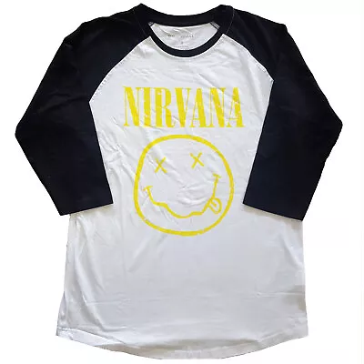 Buy ** Nirvana Happy Face Raglan Long Sleeve Official Licensed T-shirt ** • 16£