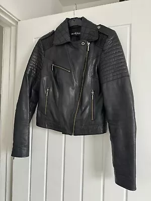 Buy Miss Selfridge Genuine Leather Black Biker Jacket Size 8  • 50£