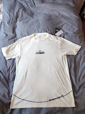 Buy C.P. Company  Jersey 24/1 Off White Short Sleeve T-Shirt  Size 3XL • 70£