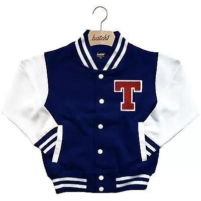 Buy Kids Varsity Baseball Jacket Personalised With Genuine Us College Letter T • 29.95£