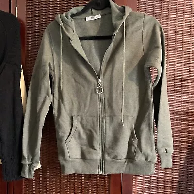 Buy Casual Khaki Zip Up Hoodie Size M Chest 34ins 10-12 • 3.50£
