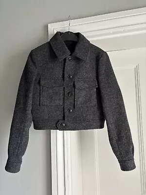 Buy Ami Paris Women’s  Grey 100% Wool Cropped Military Jacket Size 34 New • 100£