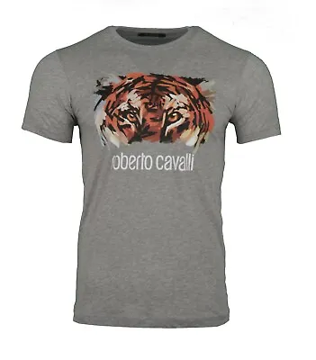 Buy Roberto Cavalli Tiger Print Logo Grey T-shirt Rare • 59.99£
