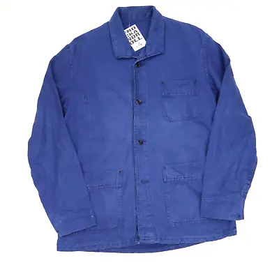 Buy VINTAGE French EU Worker CHORE Work Shirt Jacket Worn Faded SZ S (M8225) • 22.95£