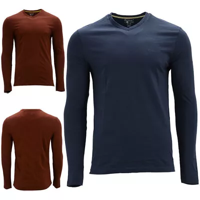 Buy Mens T Shirts Maverick V Neck Long Sleeve Cotton Slim Fit Casual Winter Tee NEW • 6.99£