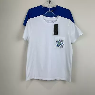 Buy French Connection T Shirts Tops White  Blue Cotton Jersey Size Small 2 Pack New • 12.50£