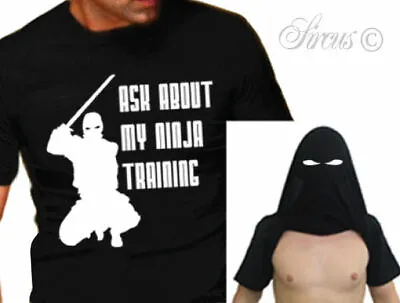 Buy Mens Ninja Training T-shirt Funny Tshirt Wear As Mask Present Gift Birthday Xmas • 9.99£