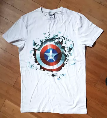 Buy Primark White Marvel Captain America Shield Short Sleeve T Shirt Size XS BNWOT • 4.99£