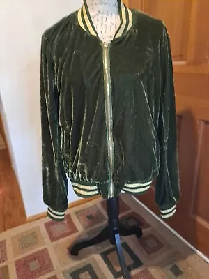 Buy Steve Madden XL Women's Green Velour Track Hip Hop Jacket Vintage Full Zip • 28.93£