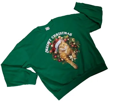 Buy NWOT IML Meowy Christmas Orange Cat Ugly Cute Christmas Sweatshirt Size XL • 18.94£