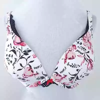 Buy Cacique Bra 42DD Pink Floral Paris Words, Underwire, 4 Prong Back Closur ,Padded • 27.66£