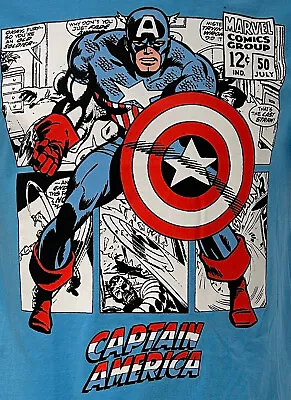 Buy MARVEL Captain America T Shirt Size M Mens Short Sleeve Blue  Medium Avenger 1C • 12.50£