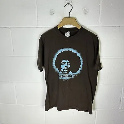 Buy Vintage Jimi Hendrix Shirt Mens Medium Brown Blue Rock Tee 2005 Concert Gildan • 28.95£