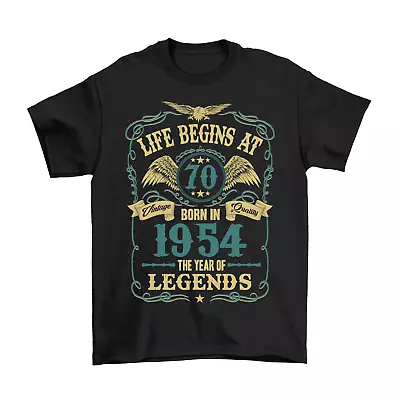 Buy Life Begins At 70 Mens  T-Shirt BORN In 1954 Legends 70th Birthday Gift • 10.99£