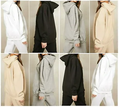 Buy Womens Basic Oversized Warm Cuff Hooded Plus Winter Loose Pullover Sweatshirt UK • 12.99£