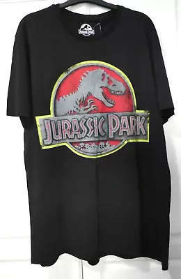 Buy Jurassic Park Mens T-shirt Distressed Logo Black Size L Official • 12.95£