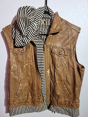 Buy Paparazzi Women’s Sleevless Leather Jacket Hoodie Vintage Retro Design Size XL • 18.89£