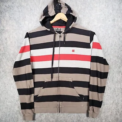Buy DC Hoodie Mens Small Black Brown Spell Out Logo Striped Skater Sweatshirt Casual • 16.95£