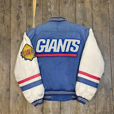 Buy New York Giants NFL Varsity Jacket Vintage Canvas Sports Coat, Blue, Mens Medium • 180£