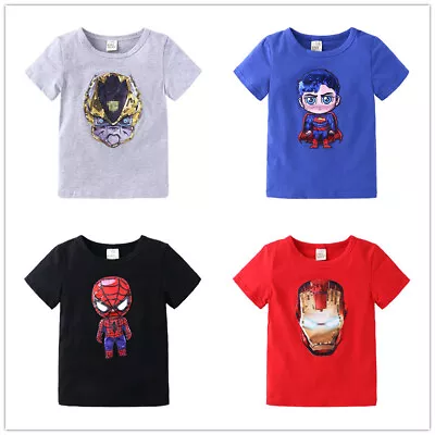 Buy Kids Girls Boys Frozon Short Sleeve LED T Shirt Top Spider Man Birthday Gift • 8.99£