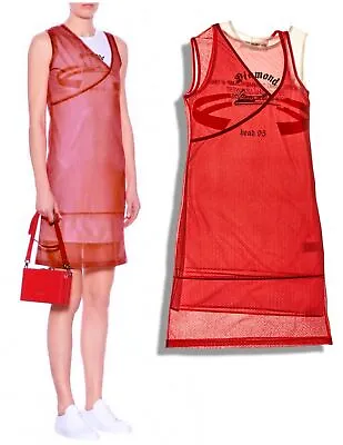 Buy HELMUT LANG Re-Edition Archive Diamond Head Layered Red Tank Dress XS • 92.83£