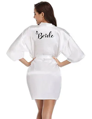 Buy Personalised Wedding Party Pyjamas Gown Bride Satin Silk Bath Robe Bridesmaid • 8.80£