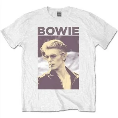 Buy Official David Bowie Smoking Mens White T Shirt David Bowie Classic Tee • 14.50£