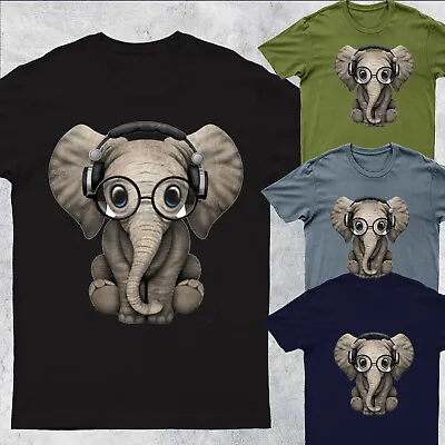 Buy Cute Elephant Wearing Headphones Mens T Shirts  #DM#P1#PR • 9.99£