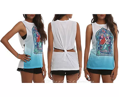 Buy Disney Little Mermaid ARIEL Stained Glass Window Muscle Tank Top Shirt  XL NWT • 23.63£