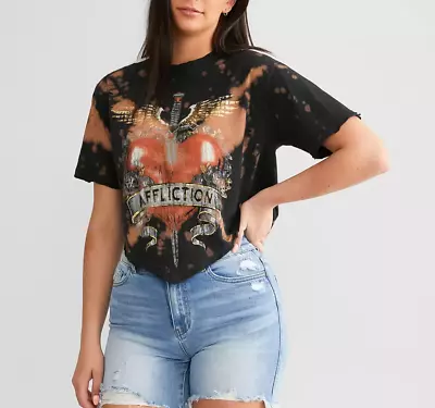 Buy Affliction Women's American Customs “RIDE THE WIND” Short Sleeve Cropped T-shirt • 35.70£
