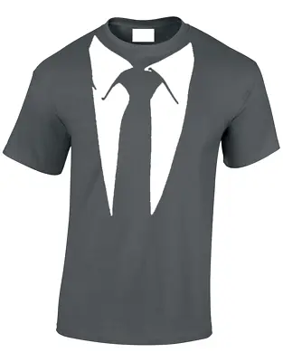 Buy Shirt & Tie Mens T Shirt Tee Funny Fancy Dress Tuxedo Joke Unisex • 7.99£