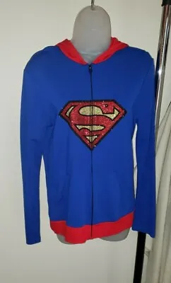 Buy Supergirl Zip Up Hoodie Size M/l Sparkly Emblem New Dc Comics • 33.11£