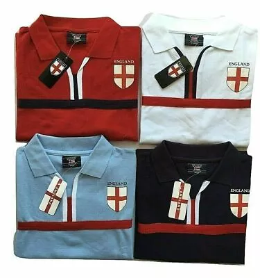 Buy Men's England St George Cross Polo Shirt Cotton S M L XL Red White Navy Blue • 9.99£
