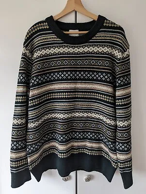 Buy H&M Fair Isle Sweater Christmas Jumper L Nordic Scandi Black • 20£