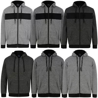 Buy Men's Hooded Top Hoodie  Zip Up Borg Fleece Lined Jacket Hoody Warm Winter Work • 15.99£