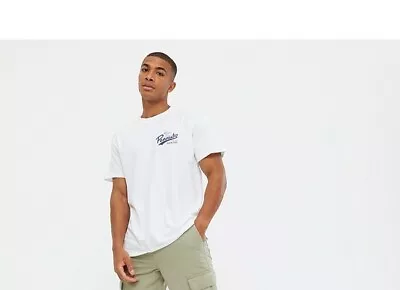 Buy New Look Mens Oversized Basic Peanuts Tshirt White/Blue Size M BNWT RRP £14 • 10.99£