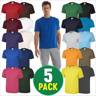 Buy Uneek 5 PACK Unisex Mens CLASSIC T-SHIRT Plain 100% Cotton Blank Tee T Shirt TOP • 20.47£