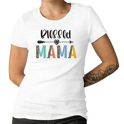 Buy Blessed Mama Ladies T-shirt Mother's Day Birthday Gift For Mum Top 100% Cotton • 12.99£