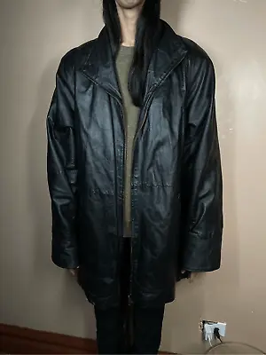 Buy Leather Jacket Vintage Black Blazer Coat Women's Men's L Matrix Outerwear • 65.54£